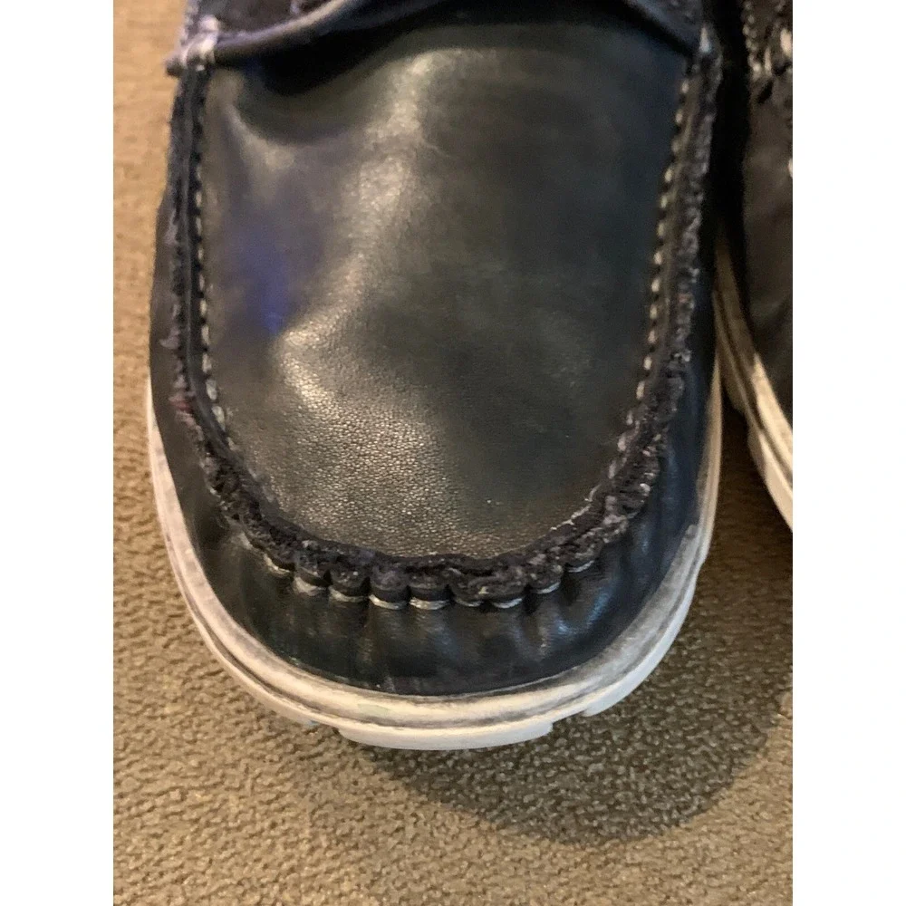 Men's Dark Grey Canvas Leather Bed Stu Boat Loafer Sneakers Size 10.5 (TD)
